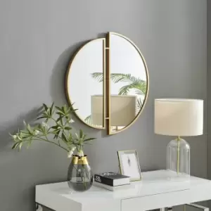 Crescent Gold 80cm Round Wall Mirror