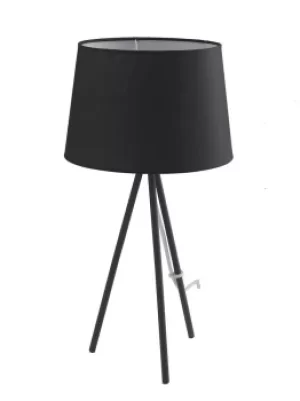 MARILYN Table Lamp with Round Tapered Shade Black, Cotton Lampshade 30x58.5cm