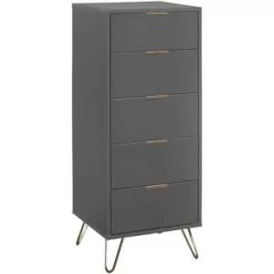 Arlo 5 Drawer Narrow Chest Charcoal