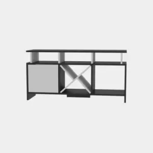 Decorotika Auburn 120 Cm Modern TV Stand, TV Cabinet, TV Console, TV Unit With A Drop Down Cabinet, X-Shaped Shelf And Open Shelves - Anhtracite and