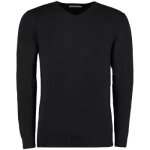 Kustom Kit Mens Arundel Long Sleeve V-Neck Sweater (M) (Black)