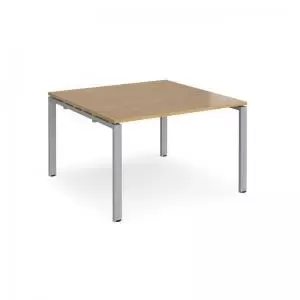 Adapt square boardroom table 1200mm x 1200mm - silver frame and oak