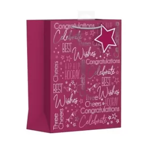 Giftmaker Text Happy Birthday Gift Bag (Pack of 6) (M) (Pink)