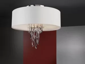 Domo Semi Flush Ceiling Light Cylindrical, Chrome, 4x E14