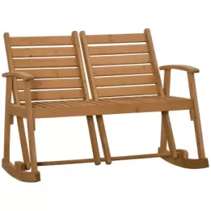 Outsunny Wooden Rocking 2-Seater Bench w/ Adjustable Backrests