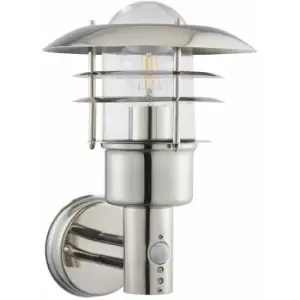 IP44 Outdoor Wall Lamp Stainless Steel Caged Glass PIR Lantern Modern Over Light