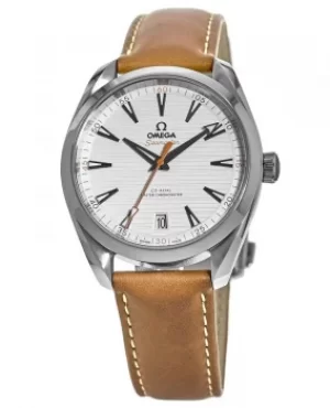 Omega Seamaster Aqua Terra 150m Master Co-Axial Silver Dial Brown Leather Mens Watch 220.12.41.21.02.001 220.12.41.21.02.001