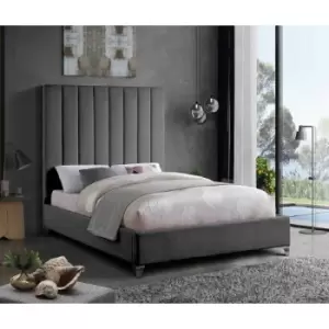 Alexo Upholstered Beds - Plush Velvet, Double Size Frame, Steel - Steel