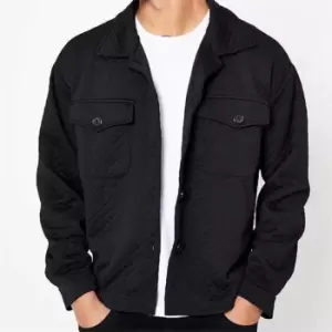 I Saw It First Mens Boxy Oversized Quilted Shacket - Black