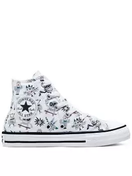 Converse Chuck Taylor All Star Hi Childrens Boys Creature Feature Trainers - White/Multi, Size 12