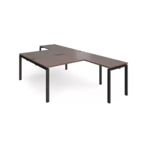 Bench Desk 2 Person With Return Desks 1600mm Walnut Tops With Black Frames Adapt