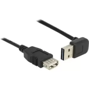 Delock USB cable USB 2.0 USB-A plug, USB-A socket 1m Black Duplex use connector, gold plated connectors, UL-approved 83547