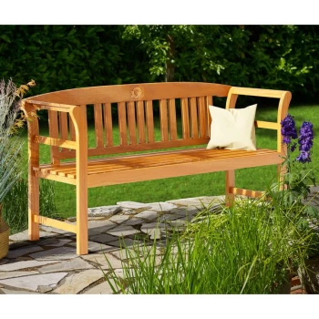 Garden Bench Rose FSC -Certified Eucalyptus Wood 2 Seater Wooden Garden Furniture Armrests - Deuba