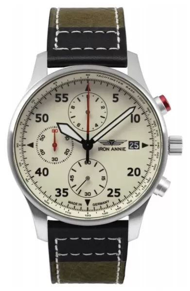 Iron Annie 5670-5 F13 Tempelhof Leather Strap Chronograph Watch