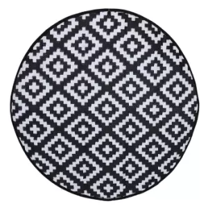 Charles Bentley Plastic Indoor/Outdoor Rug Medium Round - Black
