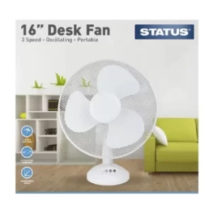 Status 16" White Desk Fan