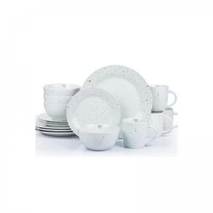 Waterside 16 Piece Grey and Red Heart Dinner Set