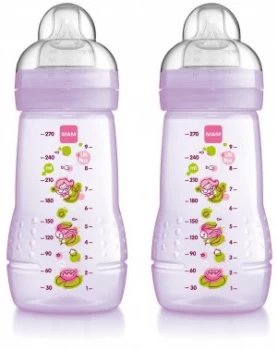 MAM Baby Bottle Medium Flow Teat 270ml 2+ Months Pink