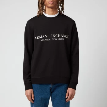 Armani Exchange Mens Logo Crewneck Sweatshirt - Black - M