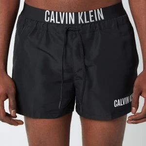 Calvin Klein Mens Waistband Logo Drawstring Swim Shorts - PVH Black - M