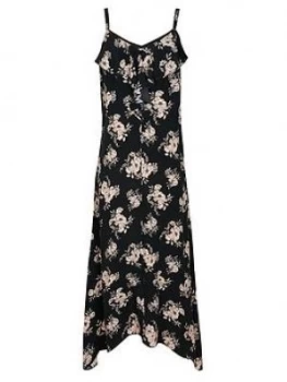 Wallis Floral Maxi Dress - Black, Size 12, Women