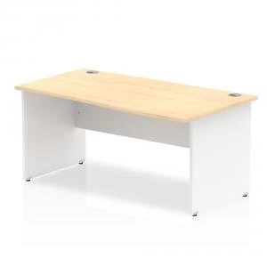 Trexus Desk Wave Right Hand Panel End 1600x800mm Maple Top White