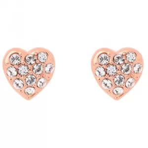 Ted Baker Ladies Rose Gold Plated Pave Crystal Heart Stud Earrings
