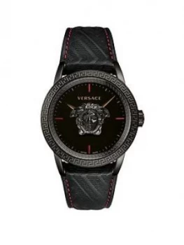 Versace Palazzo Empire Black Medusa Dial Brown Leather Strap Mens Watch