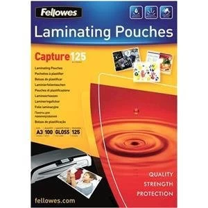 Fellowes A3 Glossy 125 Micron Laminating Pouch 100 Pack