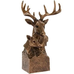 Reflections Brnzd Stag & Deer Bust Figurine By Lesser & Pavey