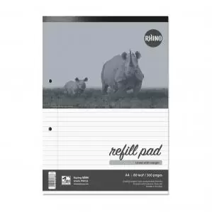RHINO Office A4 Refill Pad Headbound 160 Pages 80 Leaf 8mm Lined with