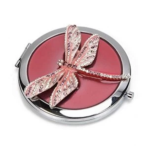 Sophia Pink Crystal Dragonfly Compact Mirror