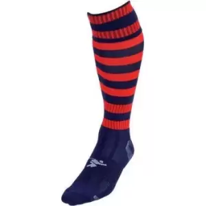 Precision Childrens/Kids Pro Hooped Football Socks (12 UK Child-2 UK) (Navy/Red)
