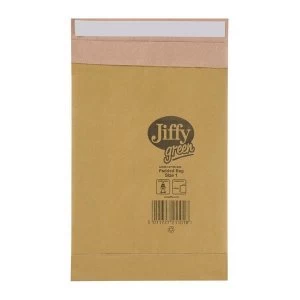 Jiffy Green Size 1 Padded Bag Envelopes 165 x 280mm Peal and Seal Brown 1 x Pack of 100 Envelopes