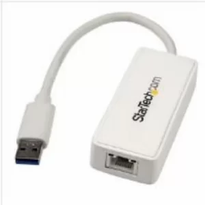 StarTech USB 3.0 to Gigabit Ethernet Adapter NIC with USB Port White PC