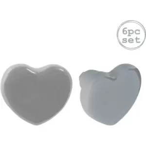 Nicola Spring - Ceramic Cabinet Knobs - Grey Heart - Pack of 6