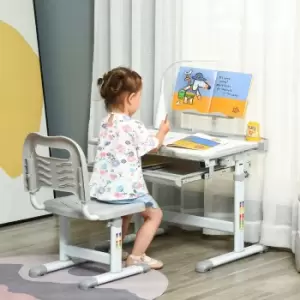 Kids Study Desk and Chair Set w/ USB Lamp, Grey