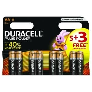 Duracell 1.5V AA Alkaline Battery Pack of 8 Plus Power AA 53
