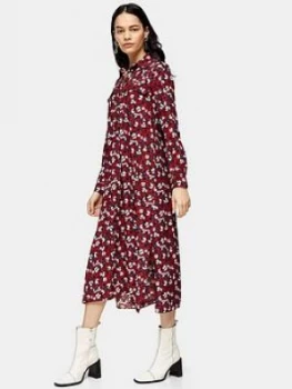 Topshop Tall Trapeeze Midi Shirt Dress - Burgundy, Size 8, Women