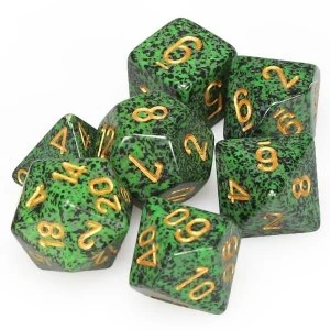 Chessex Speckled Poly 7 Dice Set: Golden Recon