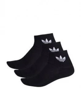 Adidas Originals 3 Pack Of Mid Ankle Socks - Black