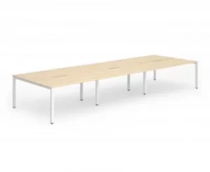 B2B White Frame Bench Desk 1400 Maple (6 Pod)