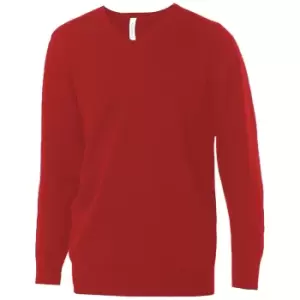 Kariban Mens Cotton Acrylic V Neck Sweater (XXL) (Red)
