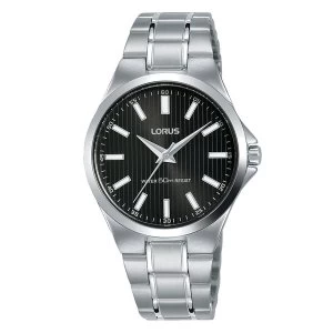 Lorus RG229PX9 Ladies Stainless Steel Bracelet Watch with Black Sunray Dial