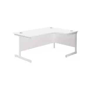 1600X1200 Single Upright Right Hand Radial Desk White - White + Desk High Ped