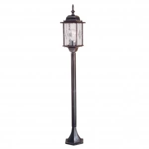 1 Light Outdoor Bollard Lantern Black Silver IP43, E27