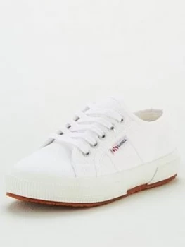 SUPERGA Girls 2750 Jcot Classic Lace Up Plimsoll Pumps - White, Size 6 Younger