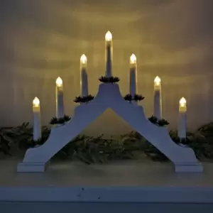 40cm Festive Christmas Candlebridge with 7 Bulbs in White Battery Operated