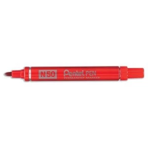 Pentel N50 B 2.2mm Bonded Fibre Bullet Tip Permanent Marker Red Pack of 12 Markers