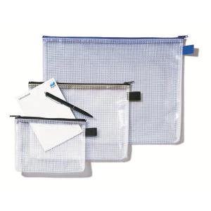 Rexel Mesh Bag With Blue Zip A5 Transparent - Outer carton of 10
